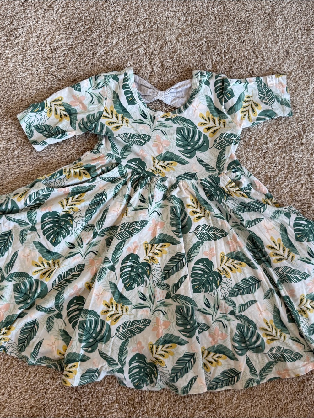 Loulou Lollipop Short Lseeve Skater Dress size 3 in Green Leaf-Print